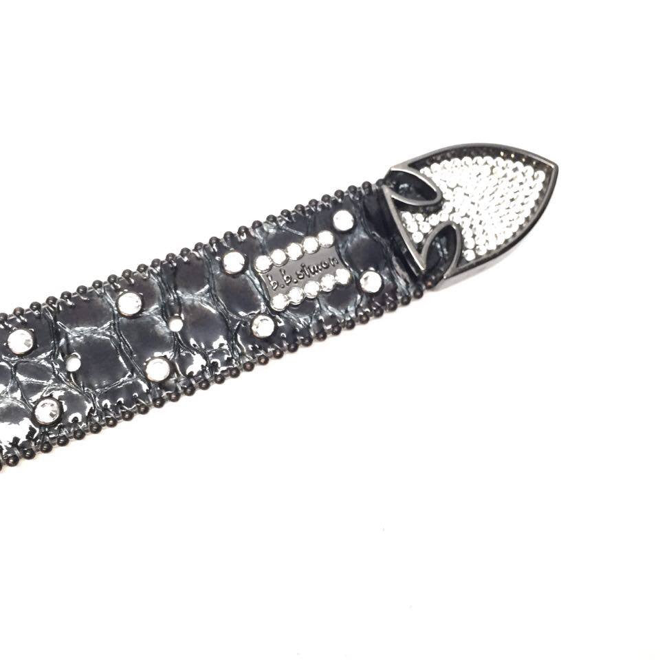 b.b. Simon Black Cross Pattée Crystal Belt - Dudes Boutique