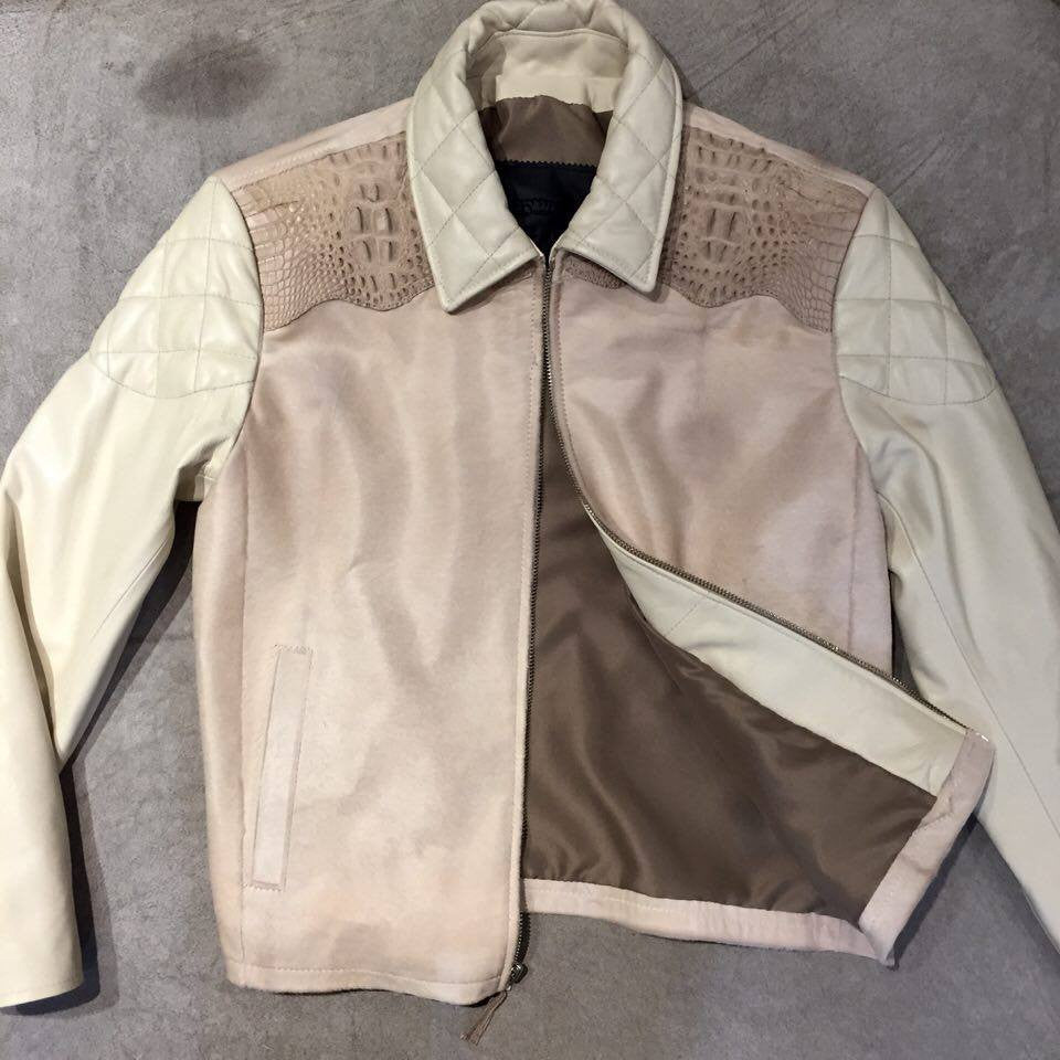 G-Gator Cream Pony Hair/Alligator Blouson Jacket - Dudes Boutique