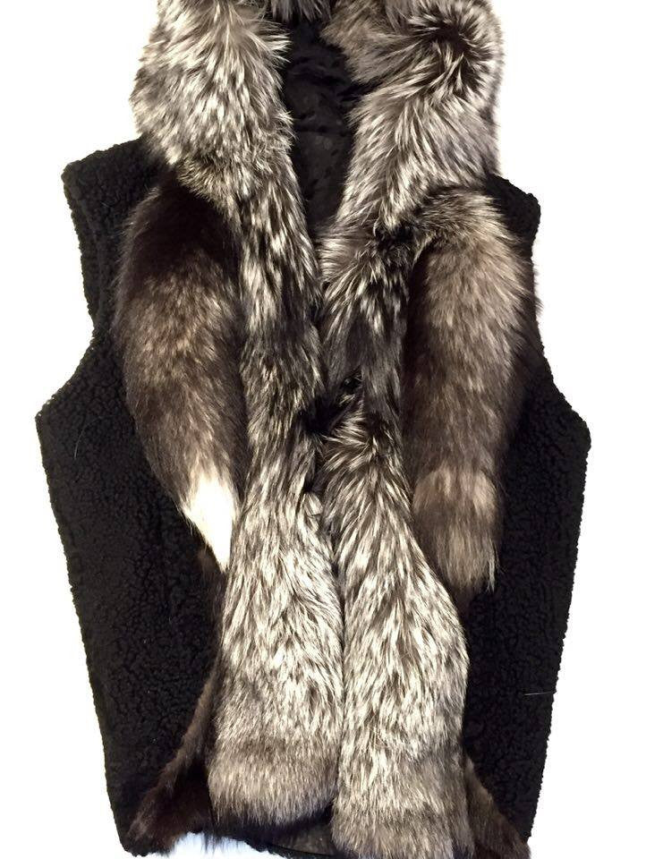 Jakewood Shearling Silver Fox Tail Vest - Dudes Boutique