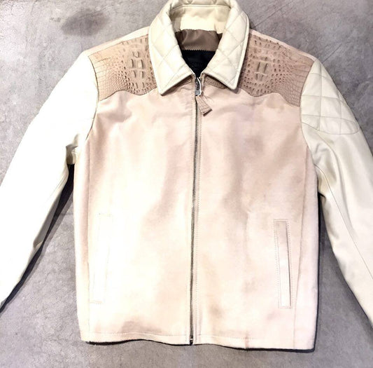 G-Gator Cream Pony Hair/Alligator Blouson Jacket - Dudes Boutique