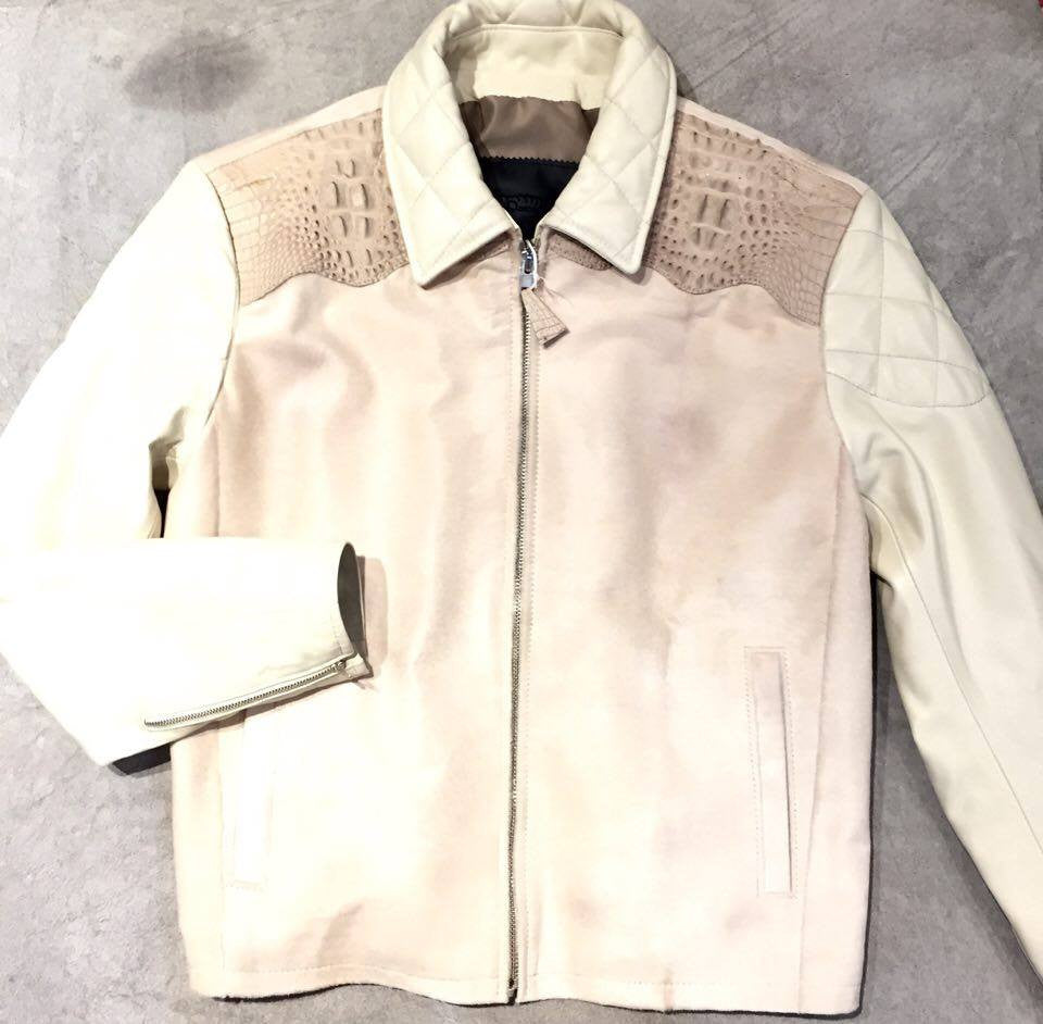 G-Gator Cream Pony Hair/Alligator Blouson Jacket - Dudes Boutique