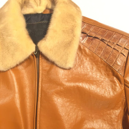 G-Gator 2057 Cognac Alligator/Mink Bomber Jacket - Dudes Boutique