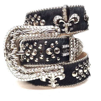 b.b. Simon Pony Fleur-De-Lis Crystal Belt - Dudes Boutique