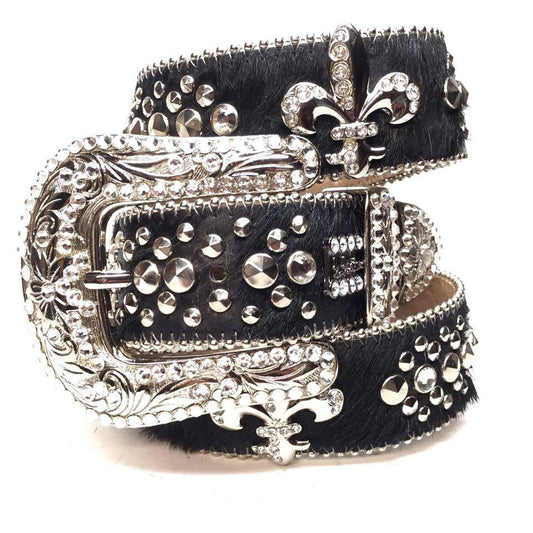 b.b. Simon Pony Fleur-De-Lis Crystal Belt - Dudes Boutique