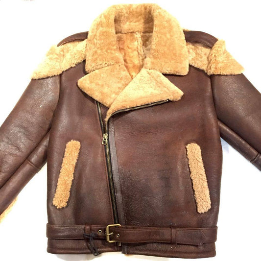 Jakewood Cocoa Biker Style Shearling Jacket - Dudes Boutique