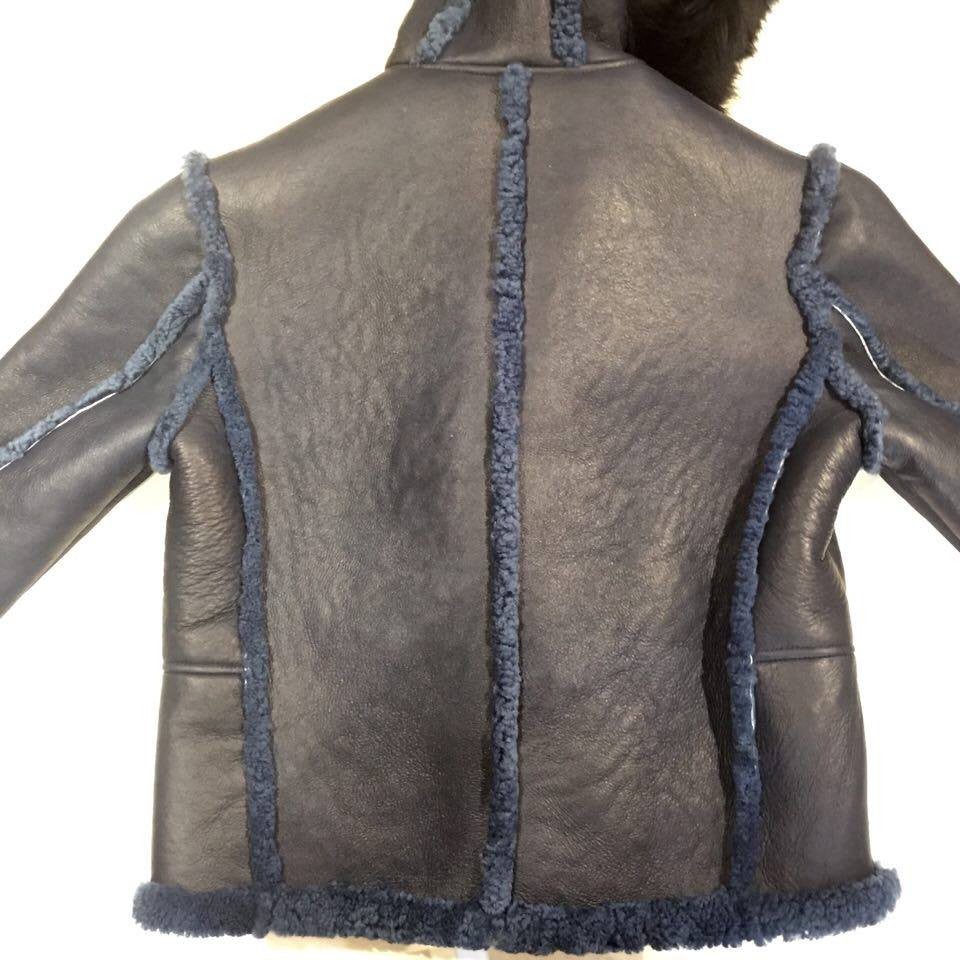 Jakewood Navy Biker Style Shearling Jacket - Dudes Boutique