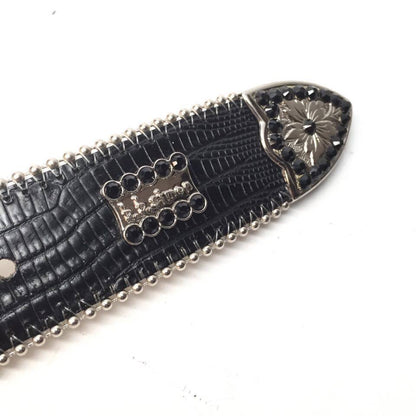 b.b. Simon Lizard Skull Crystal Belt - Dudes Boutique