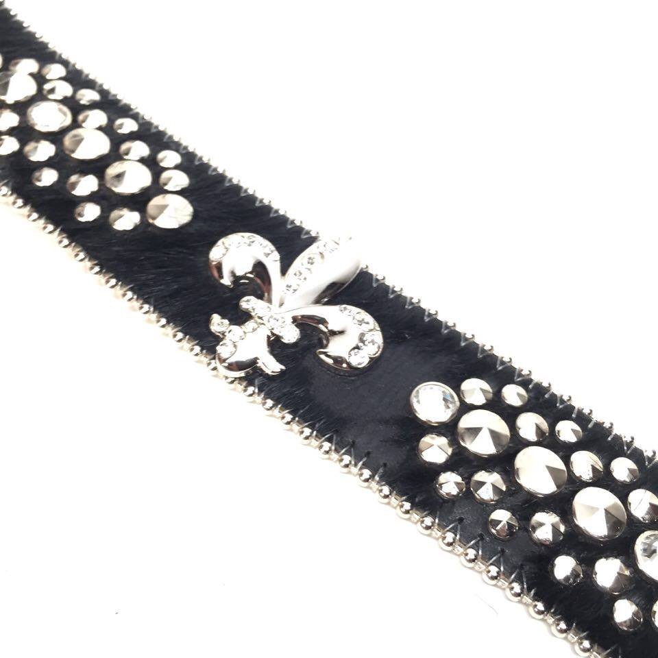 b.b. Simon Pony Fleur-De-Lis Crystal Belt - Dudes Boutique