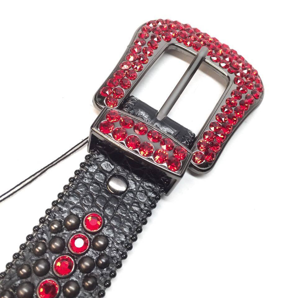 b.b. Simon Black & Red Fully Loaded Crystal Belt – Dudes Boutique