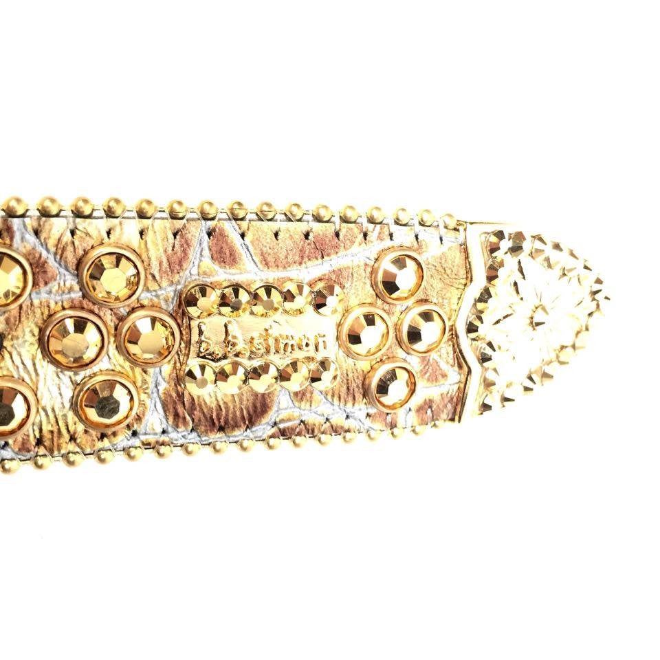 b.b. Simon Gold Crocodile Crystal Belt - Dudes Boutique