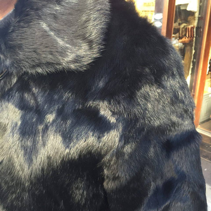 Winter Fur Men's Black Bomber Rabbit Fur Coat - Dudes Boutique