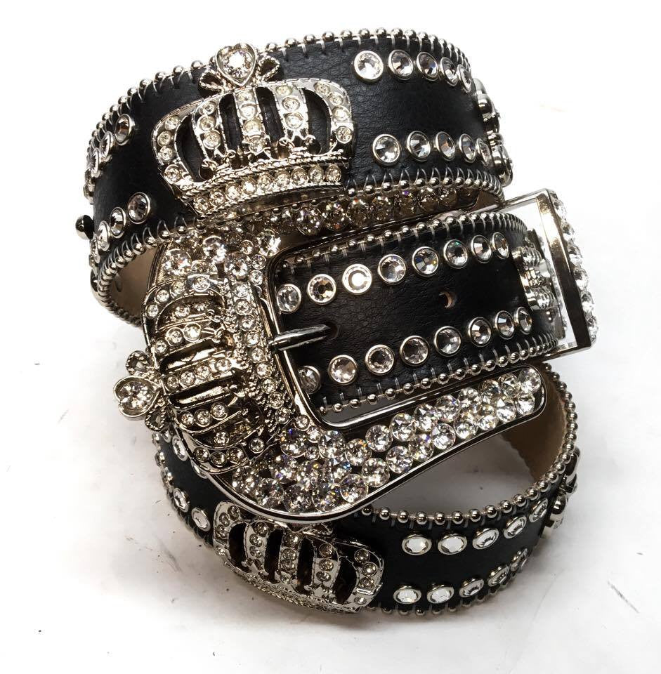 B.b. Simon "Jet Black Crown" Crystal Belt – Dudes Boutique