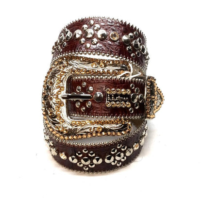 b.b. Simon "Chocolate Brown" Crystal Belt - Dudes Boutique