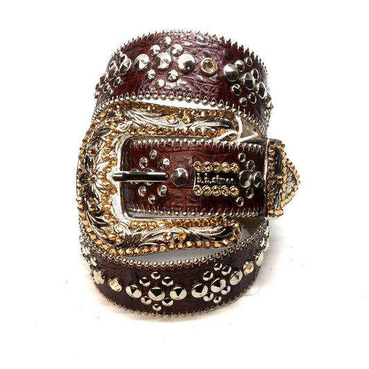 b.b. Simon "Chocolate Brown" Crystal Belt - Dudes Boutique