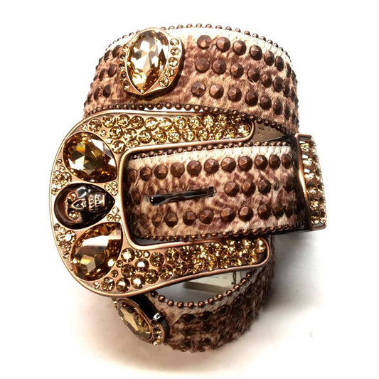 b.b. Simon "Alien Studded" Pony Hair Crystal Belt - Dudes Boutique