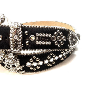 b.b. Simon "Black Pony Hair Pirate" Crystal Belt - Dudes Boutique