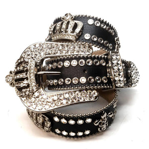 b.b. Simon "Jet Black Crown" Crystal Belt - Dudes Boutique