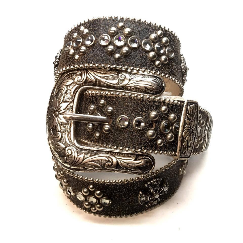 b.b. Simon "Faded Black" Crystal Belt - Dudes Boutique