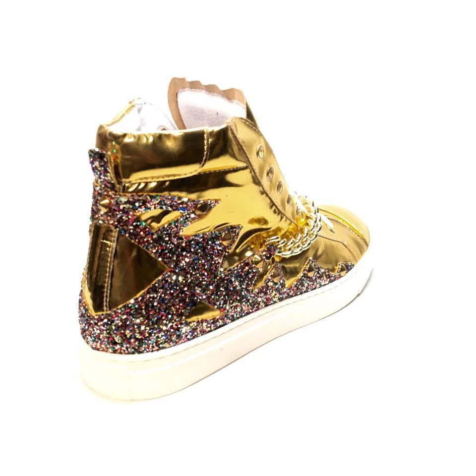 Mauri 6133 Nappa Gold 14k Studded High-top Sneakers - Dudes Boutique