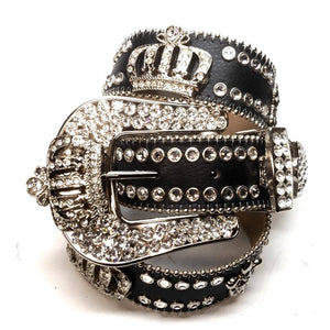b.b. Simon "Jet Black Crown" Crystal Belt - Dudes Boutique