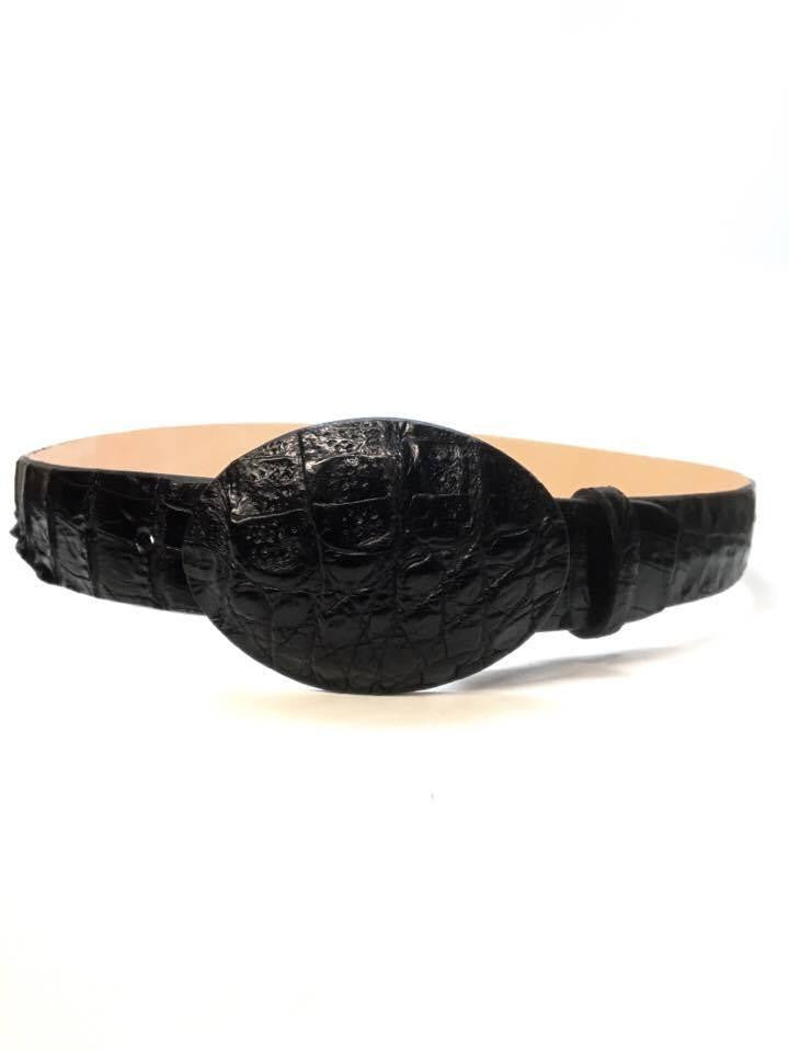 Los Altos Black Crocodile Full Skin Belt - Dudes Boutique