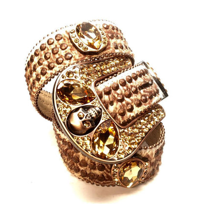 b.b. Simon "Alien Studded" Pony Hair Crystal Belt - Dudes Boutique