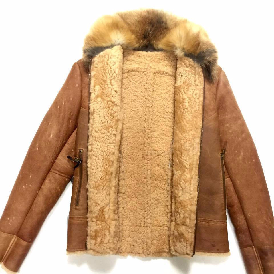 Jakewood Tobacco Red Fox Collar Shearling - Dudes Boutique