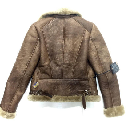 Jakewood ladies chocolate shearling biker bomber jacket
