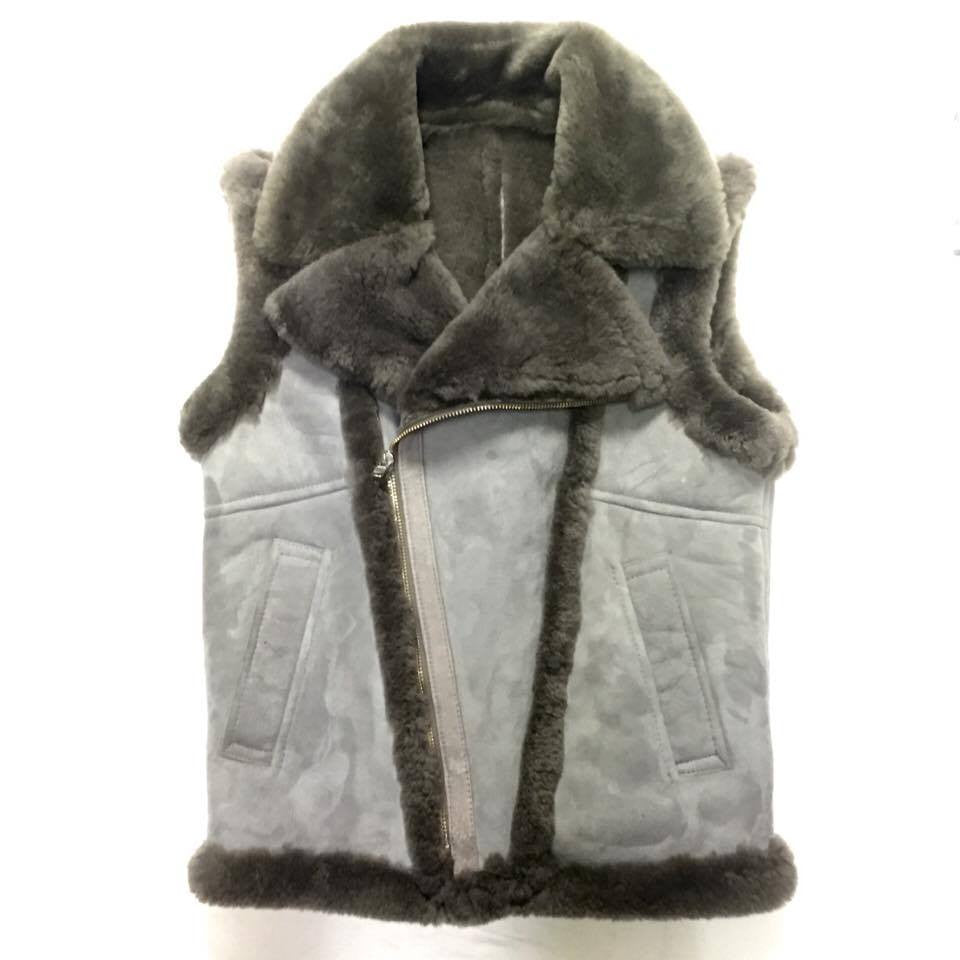 Jakewood Grey Suede Shearling Vest - Dudes Boutique