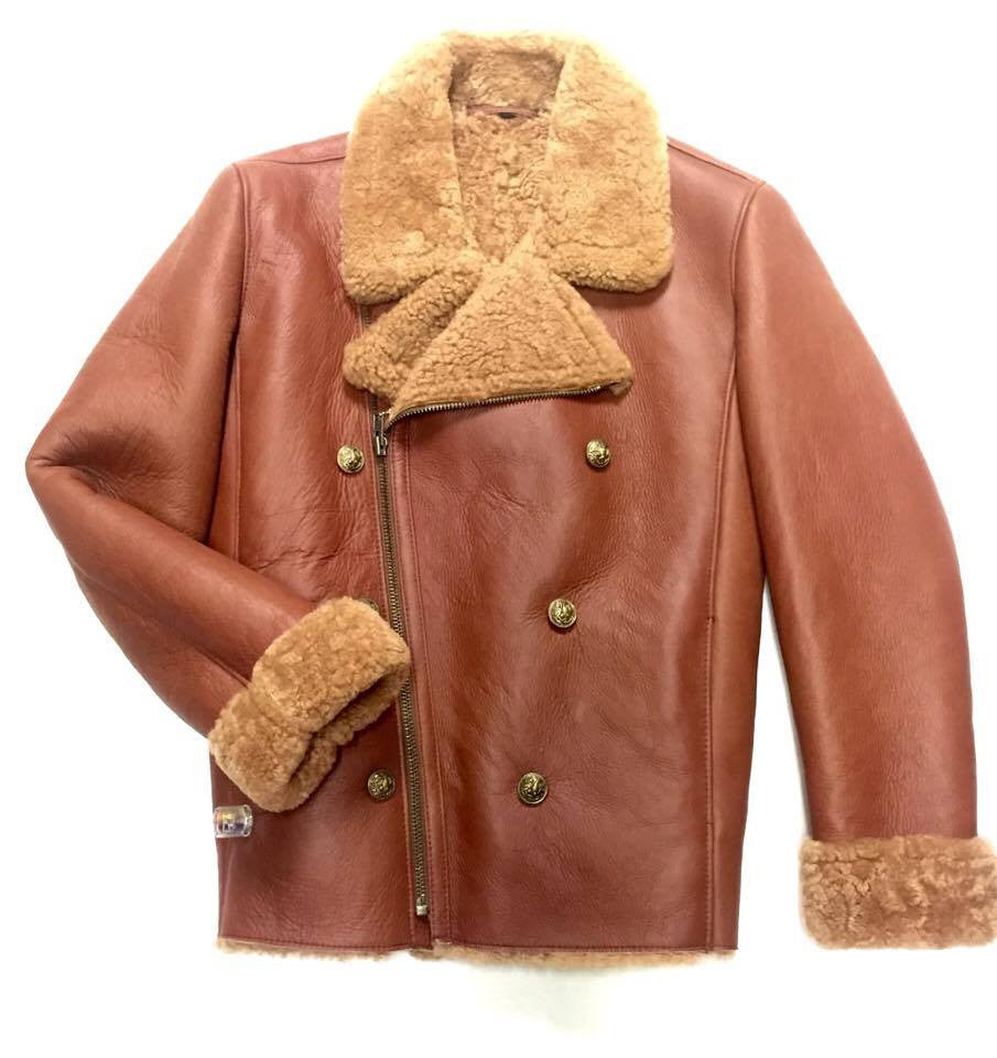 Jakewood Brown Double Breast Biker Style Shearling - Dudes Boutique
