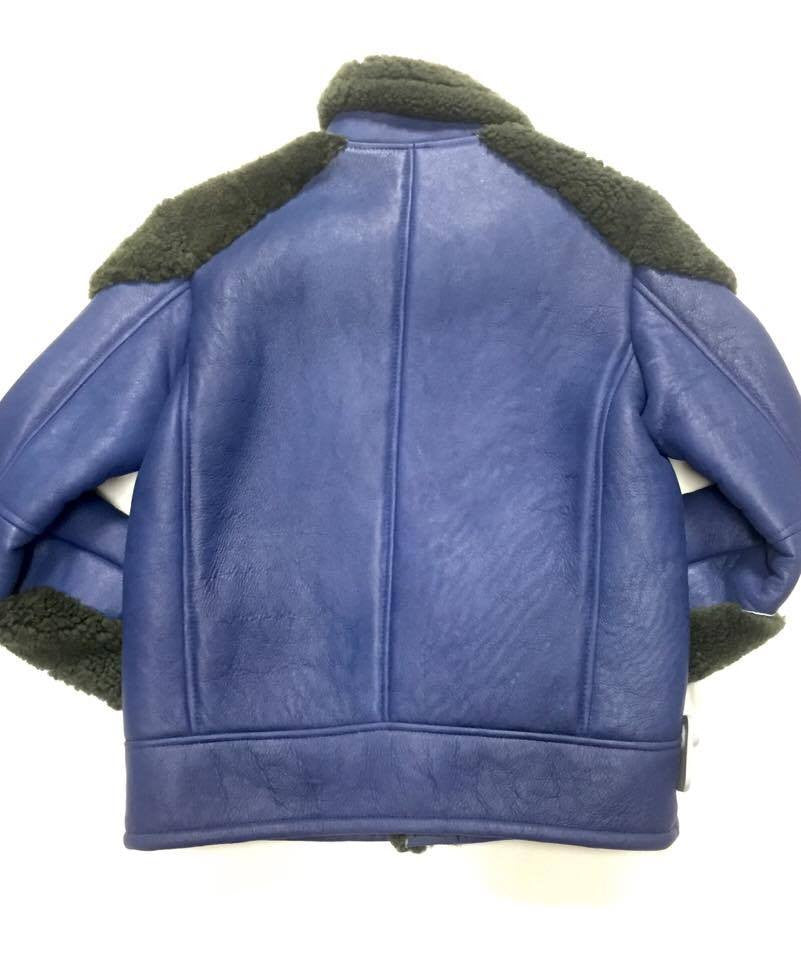 Kashani - Green/Blue Biker Style Shearling Jacket - Dudes Boutique