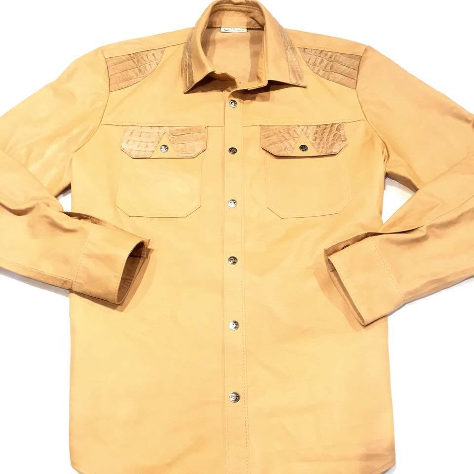 G-Gator - Lambskin Button-Up Shirt w/ Gator Pockets - Dudes Boutique