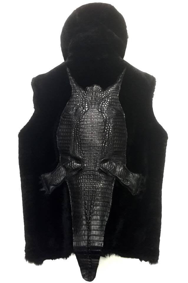 G-Gator Full Alligator Body Hooded Mouton Vest - Dudes Boutique