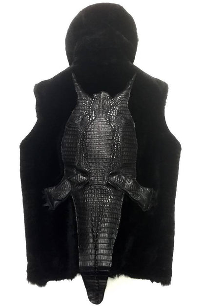 G-Gator Full Alligator Body Hooded Mouton Vest - Dudes Boutique