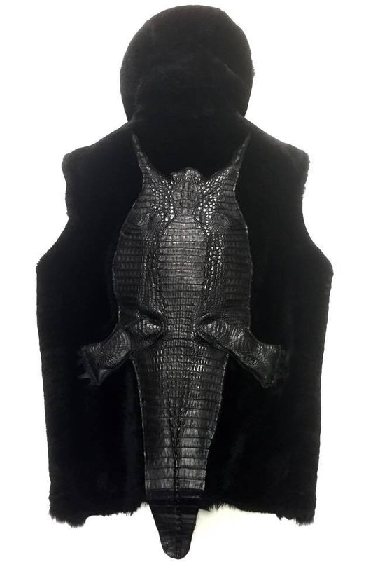 G-Gator Full Alligator Body Hooded Mouton Vest - Dudes Boutique