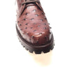 Safari Chocolate Ostrich Quill Combat Ankle Boots - Dudes Boutique
