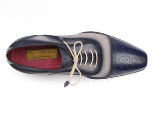 Paul Parkman Captoe Oxfords- Navy/Beige Hand-Painted Suede Upper And Leather Sole - Dudes Boutique