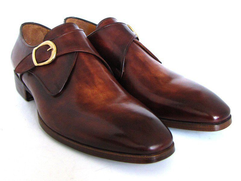 Paul Parkman Monkstrap Dress Shoes Brown & Camel - Dudes Boutique