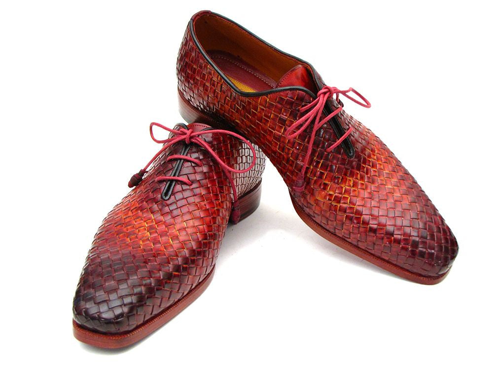 Paul Parkman Bordeaux & Tobacco Woven Leather Oxfords - Dudes Boutique