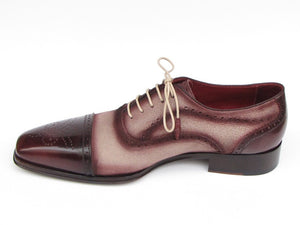 Paul Parkman Captoe Oxfords- Bordeaux/Beige Hand-Painted Suede Upper And Leather Sole - Dudes Boutique