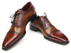 Paul Parkman Captoe Oxfords- Camel/ Red Hand-Painted Leather Upper And Leather Sole - Dudes Boutique