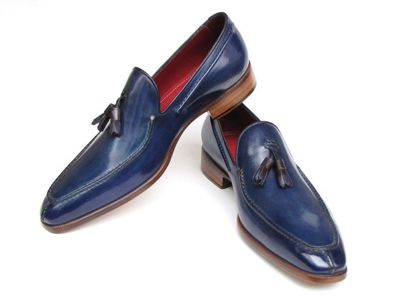 Paul Parkman Blue Hand Painted Leather Tassel Loafer - Dudes Boutique