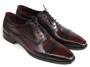 Paul Parkman Captoe Bordeaux & Brown Hand-Painted Oxfords - Dudes Boutique