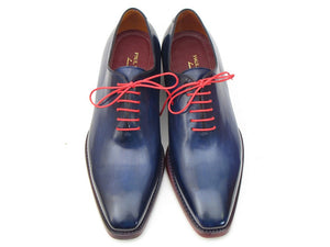 Paul Parkman Hand- Painted Navy Blue Goodyear Welted Wholecut Oxfords - Dudes Boutique