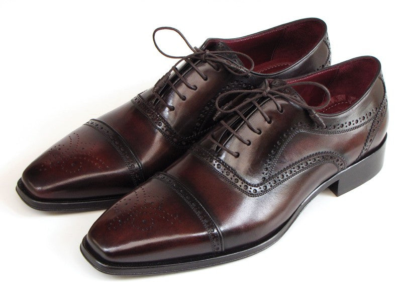 Paul Parkman Captoe Bordeaux & Brown Hand-Painted Oxfords - Dudes Boutique