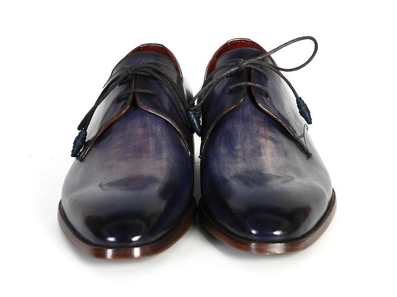 Paul Parkman Men's Blue & Navy Hand-Painted Derby Shoes - Dudes Boutique