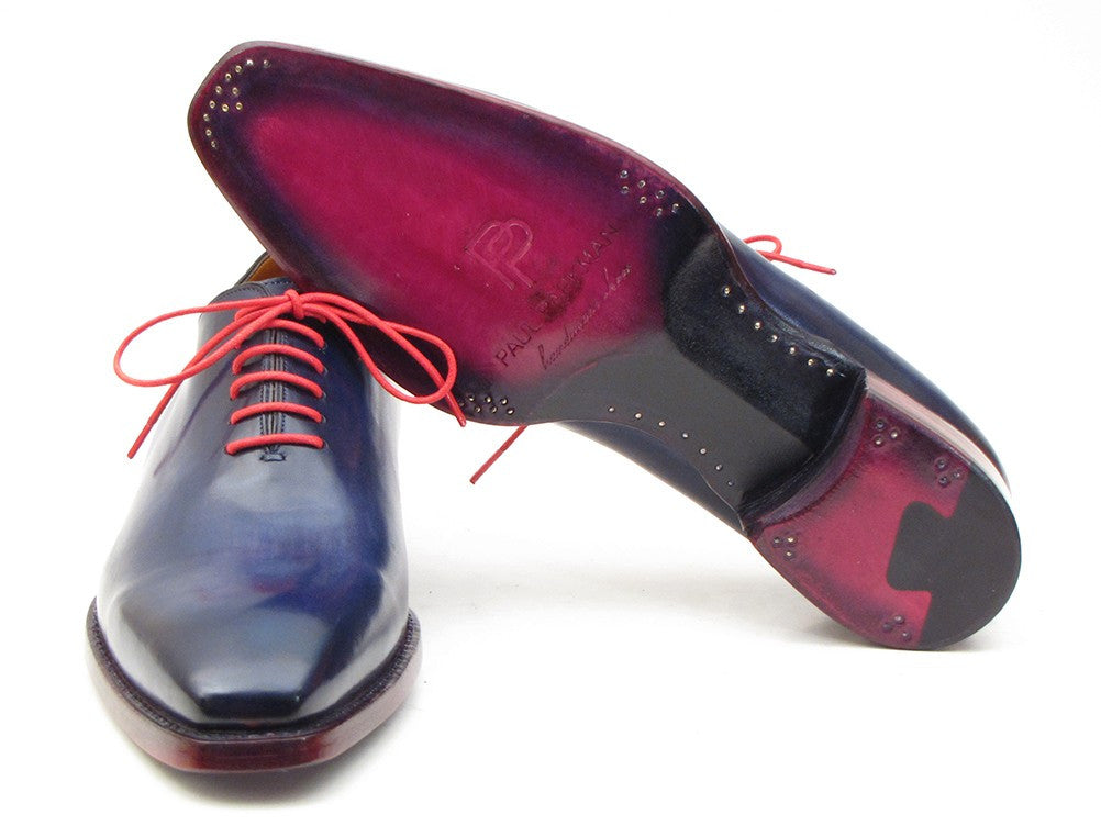 Paul Parkman Hand- Painted Navy Blue Goodyear Welted Wholecut Oxfords - Dudes Boutique