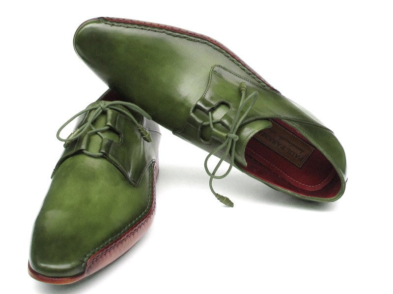 Paul Parkman Men's Ghillie Lacing Side Handsewn Dress Shoes - Green Leather Upper And Leather Sole - Dudes Boutique