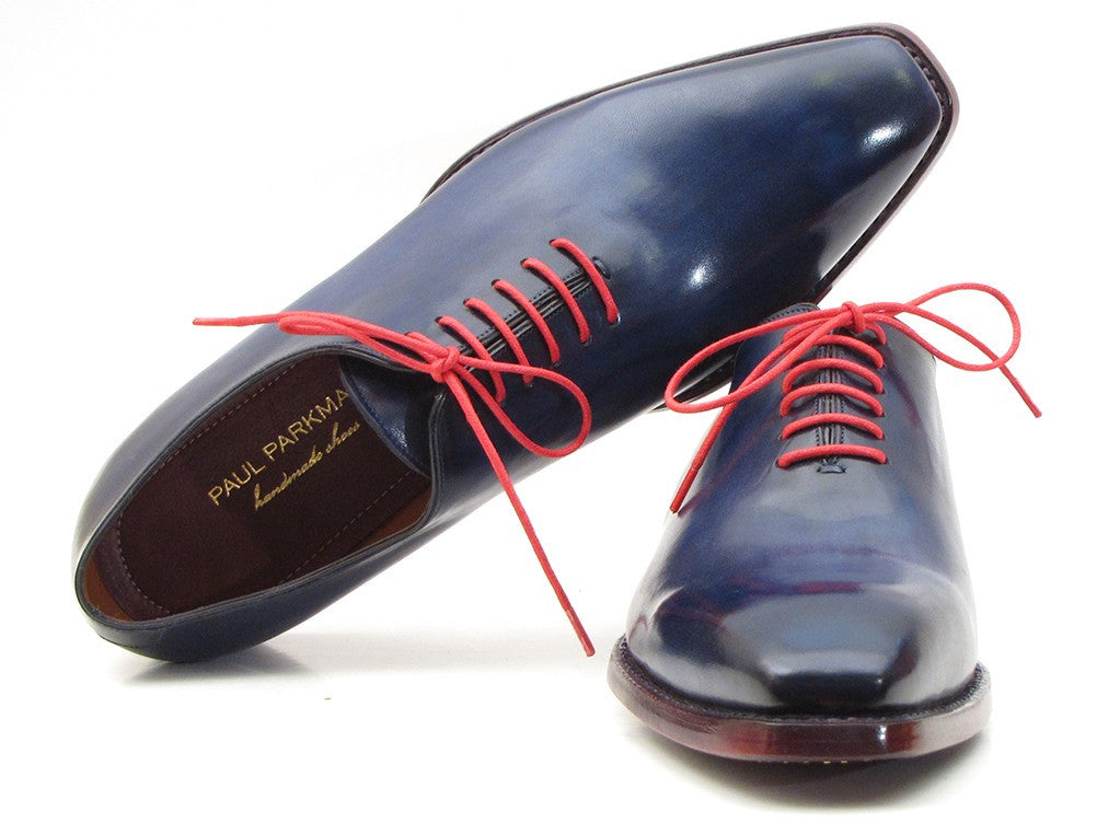 Paul Parkman Hand- Painted Navy Blue Goodyear Welted Wholecut Oxfords - Dudes Boutique