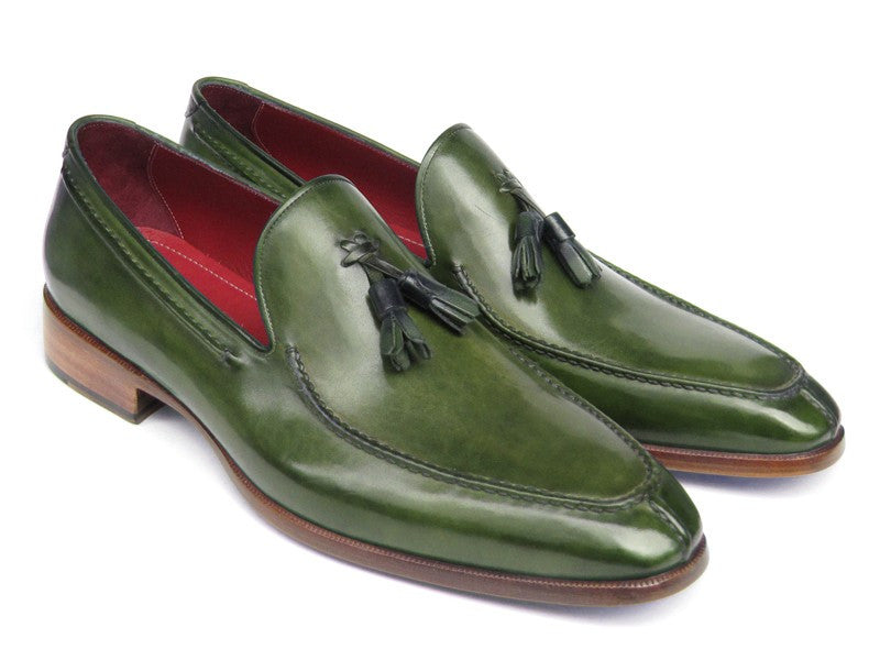 Paul Parkman Green Hand Painted Leather Loafer With Tassel - Dudes Boutique